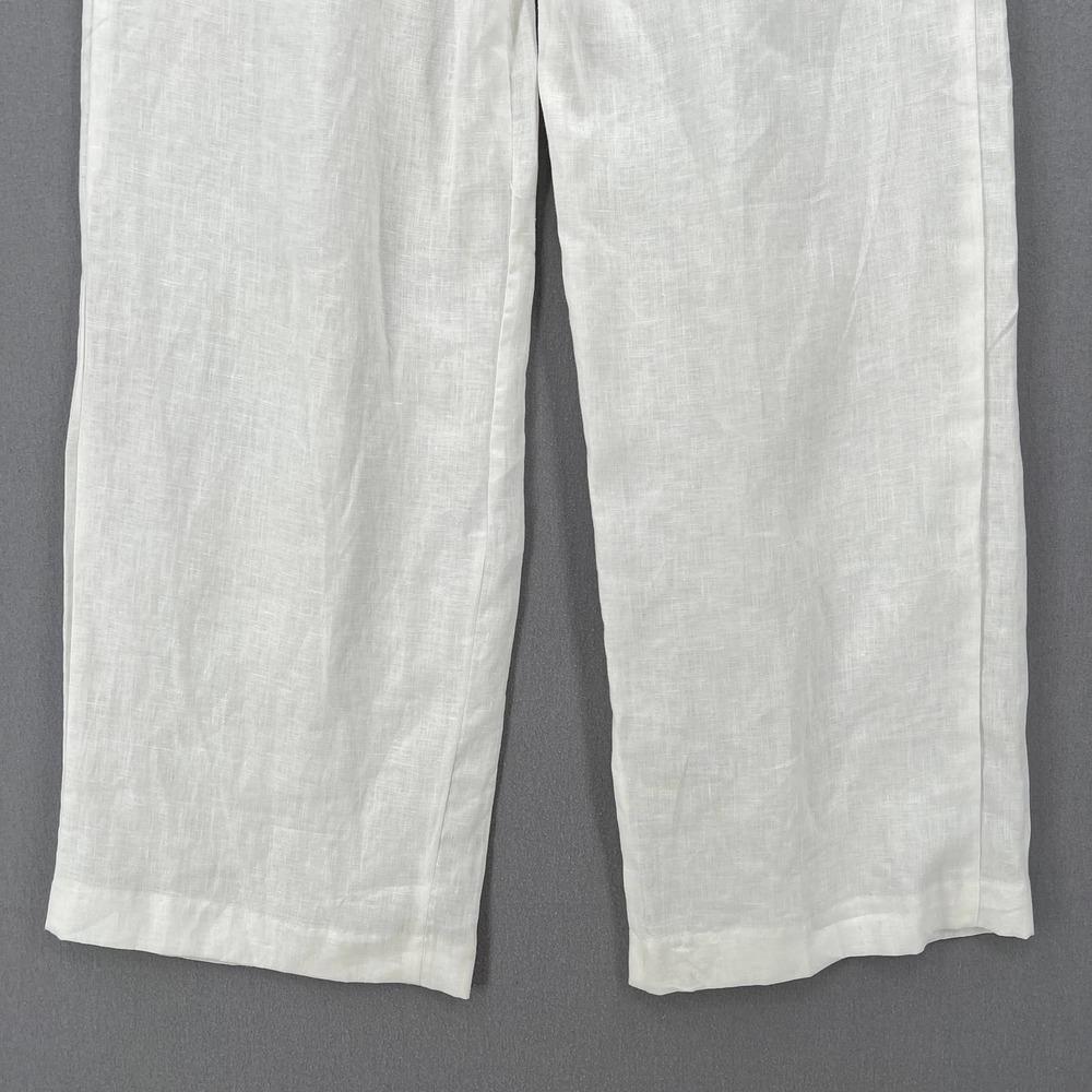 ENZA COSTA Tapered Pleated Pant Womens 25 White Linen Trouser Undyed High Waist - Picture 8 of 16